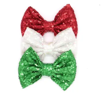 

10pcs/lot Free Epacket/CPAP 5" Christmas Red Green Sequin Messy Bow without Clips Hair Boutique Bows/Flower Hair Accessories