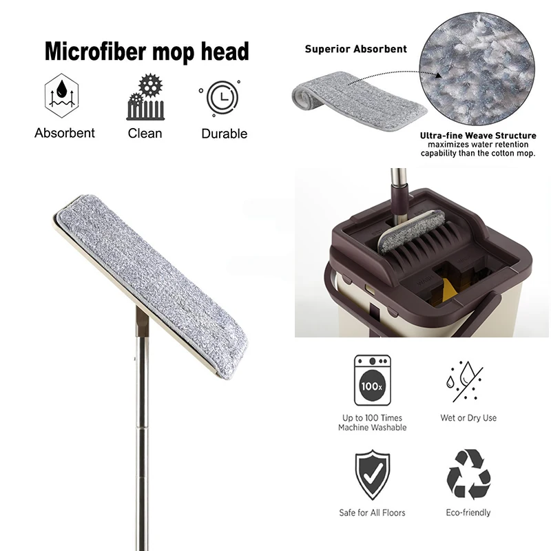 Billig SDARISB Magie Reinigung Mops Kostenloser Hand Spin Mopp mit Eimer Faser Tuch Etagen Squeeze Spray Flache Mopp Home Küche Boden reiniger