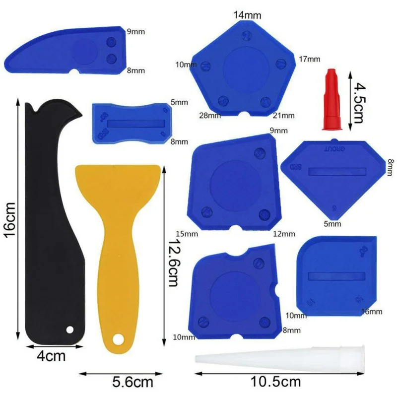 17 штук инструмент для герметизации инструмент для отделки шпаклевки скребка насадка для шпаклевки и резиновый колпачок инструмент для обустройства дома