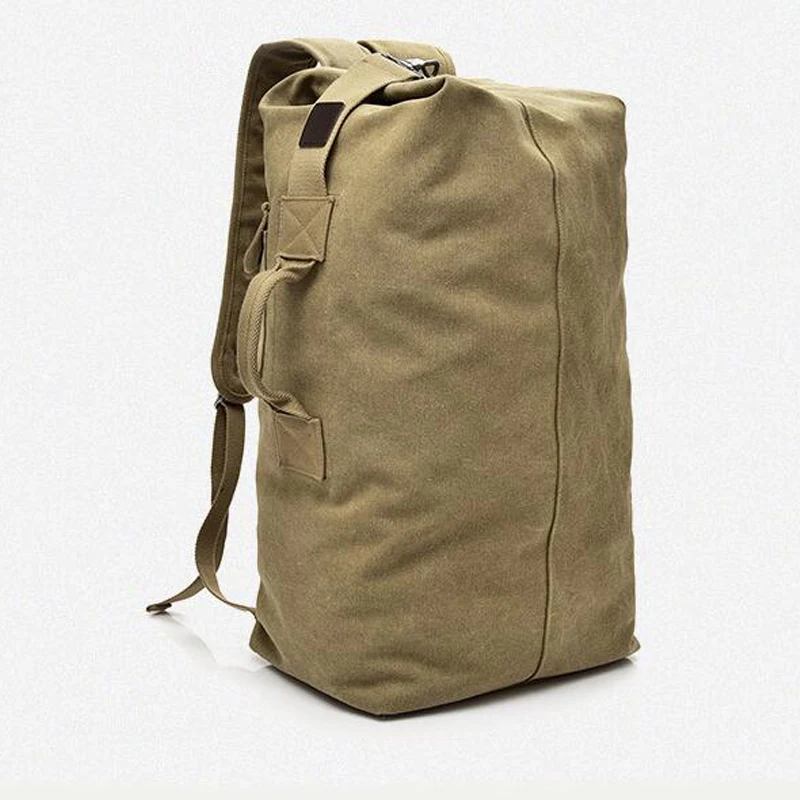  2019 Multi-purpose Military Canvas Backpack Solid Color Men Weekend Sports Travel Duffle Bags Outdo