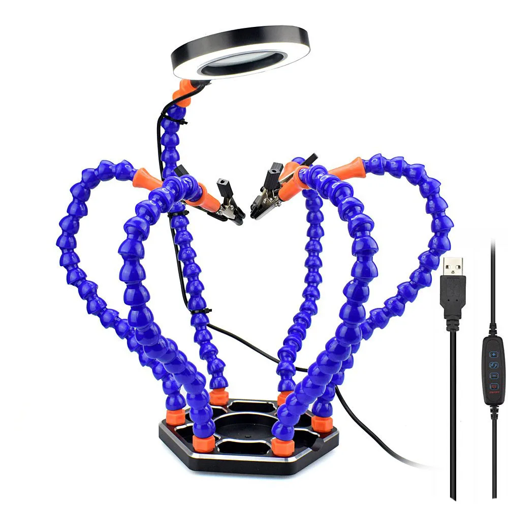 NEWACALOX Multi Soldering Helping Hands Third Hand Tool with 6pcs Flexible Arms for PCB Board Soldering Assembly Repair Station NEWACALOX Multi Soldering Helping Hands Third Hand Tool with 6pcs Flexible Arms for PCB Board Soldering Assembly Repair Station