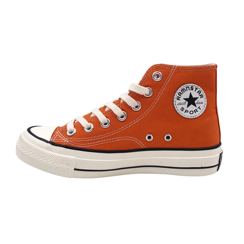 

Classic orange high-cut Women Sneaker Canvas Shoes Lace Up Flat Red White Black unisex Casual walking shoes Zapatos de lona