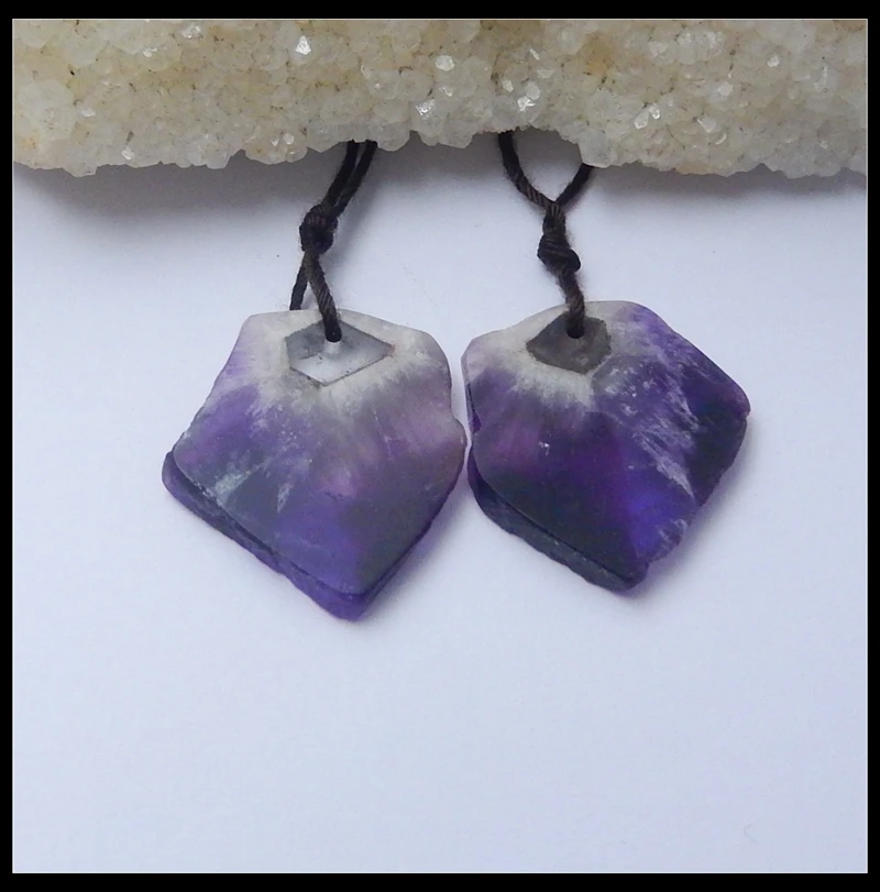 

Sales 1Pairs Nugget Amethyst Handmade Earrings For Women 25x19x3mm 5.2g