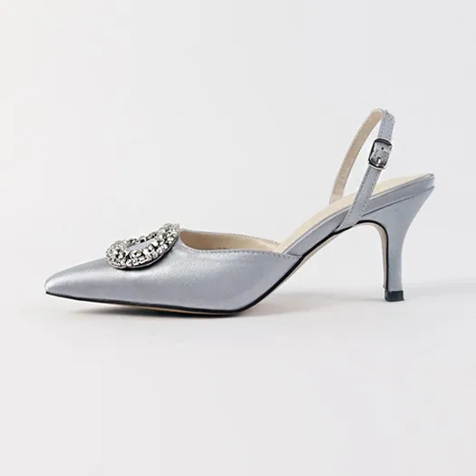 gray(high 6cm) Новые летние на каблуке-шпильке с острым носком высокий каблук Стразы сандалии с пряжками из сатина, Корейская версия спортивных туфель Baotou; модные женские туфли - Цвет: gray(high 6cm)