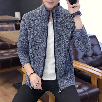 

Cheap wholesale 2019 new sweater coat padded men's casual young men cardigan collar