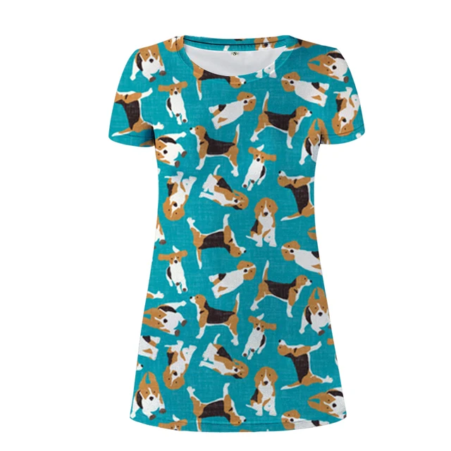 NoisyDesigns Beagles Pet Dog Casual Women Short Sleeve Summer Dresses