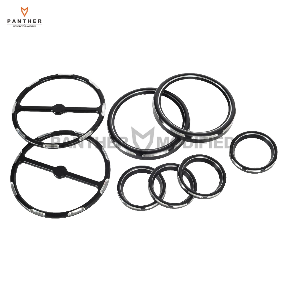 

8pcs CNC Motorcycle Speedometer Gauges Bezels&Horn Cover Case for Harley Davidson Touring
