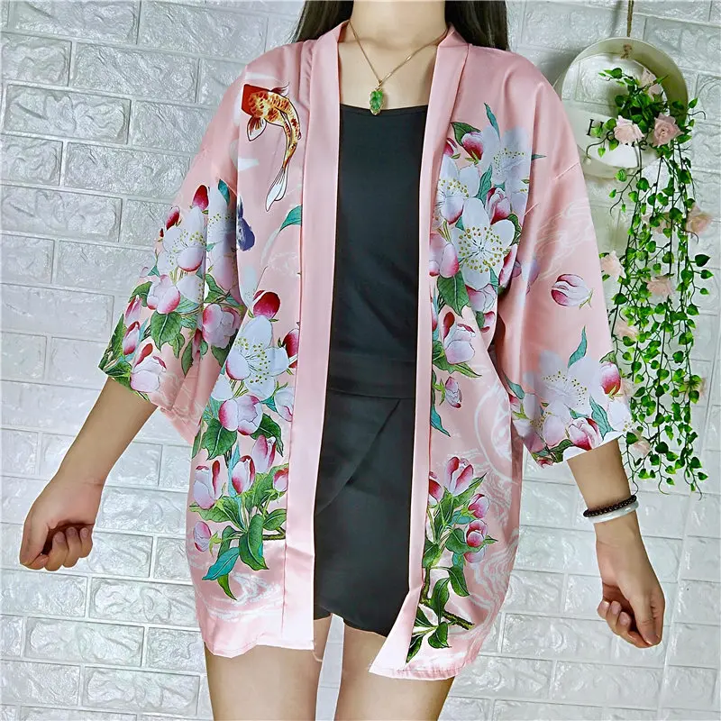  Woherb Retro Japanese kimono cardigan Women Blouse print vintage flower harajuku tops Unisex Blusas