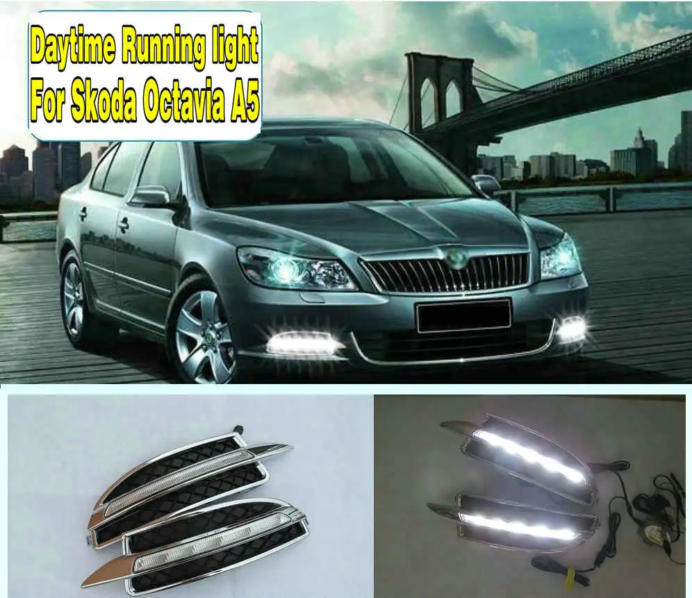 2 шт./компл. стайлинга автомобилей Дневной светильник дневного led drl для Skoda Octavia A5