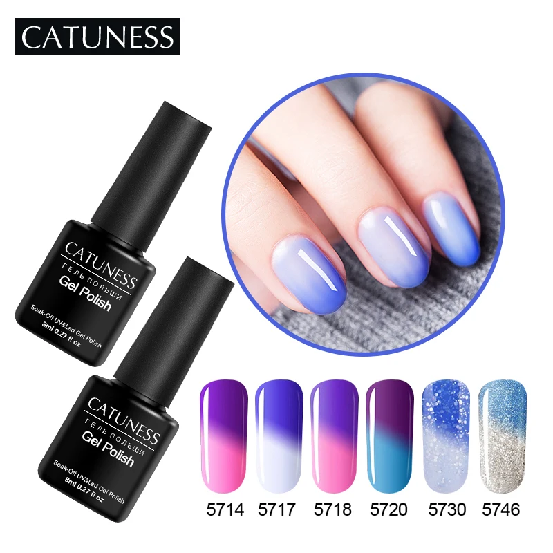 

CATUNESS Glue Lacquer Colors Changing Gel Polish Long-lasting Soak LED Nail Gel Temperature Chameleon UV Glitter Gel Varnishes