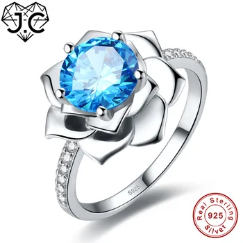 

J.C Oval Cut Flower Style Sapphire & Pink & White Topaz Solid 925 Sterling Silver Ring Size 6 7 8 9 Women Wedding Fine Jewelry