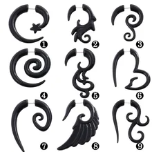 2 шт черный акриловый поддельный обманщик твист спиральный ушной конус расширители датчиков серьга-тоннель пробки пирсинг ювелирные изделия для тела SWANJO