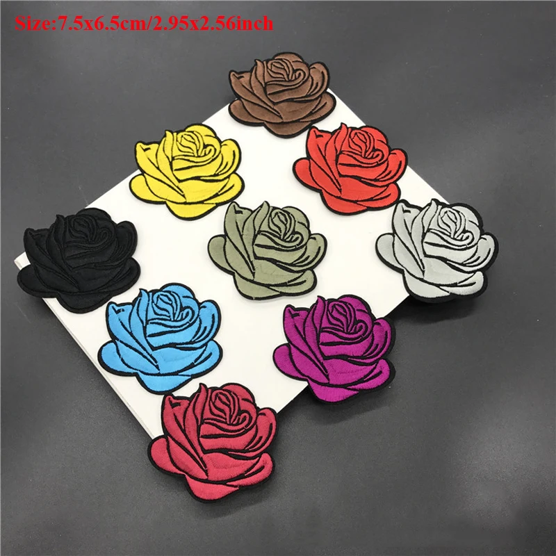 20pcs Rose Flower Iron On Patch For Clothing Stickers Embroidery ...