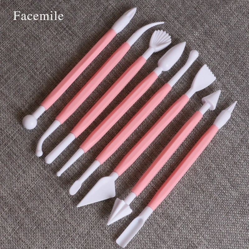 

8pcs/set of pink Fondant Cake Decorating Flower Modelling Craft Clays Tool Cake Biscuit Cookie Cutter Engraved Pen 02030