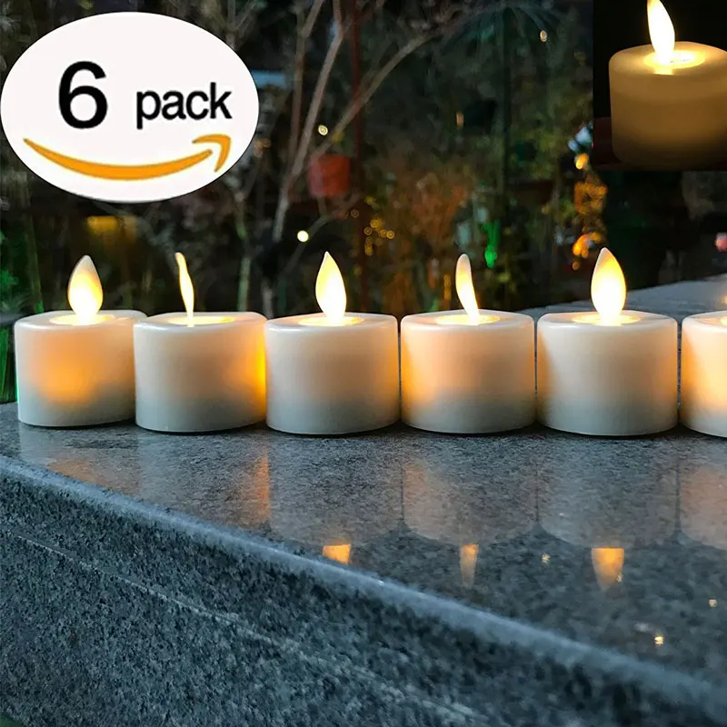 6 Led White Tea Light Votive Flameless Battery Candles Wedding Party Romantic 
