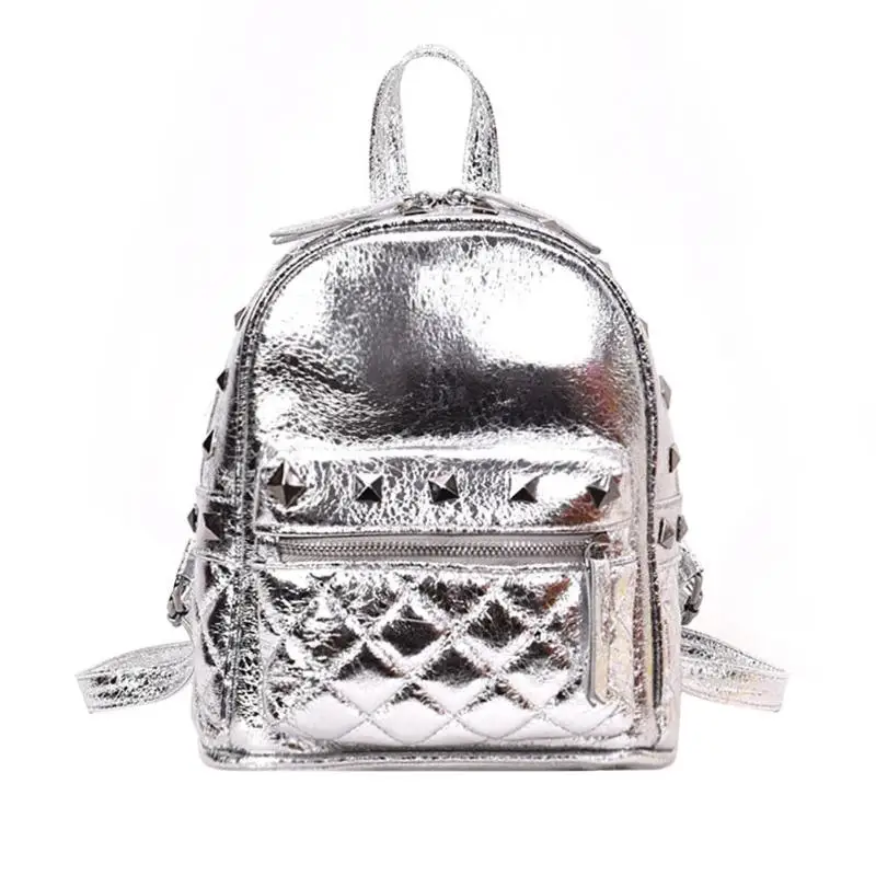 

Street Women Glitter Backpacks Hot Sale Fashion Causal School Bags Rivets Shoulder Bag PU Leather Backpacks Female Z70