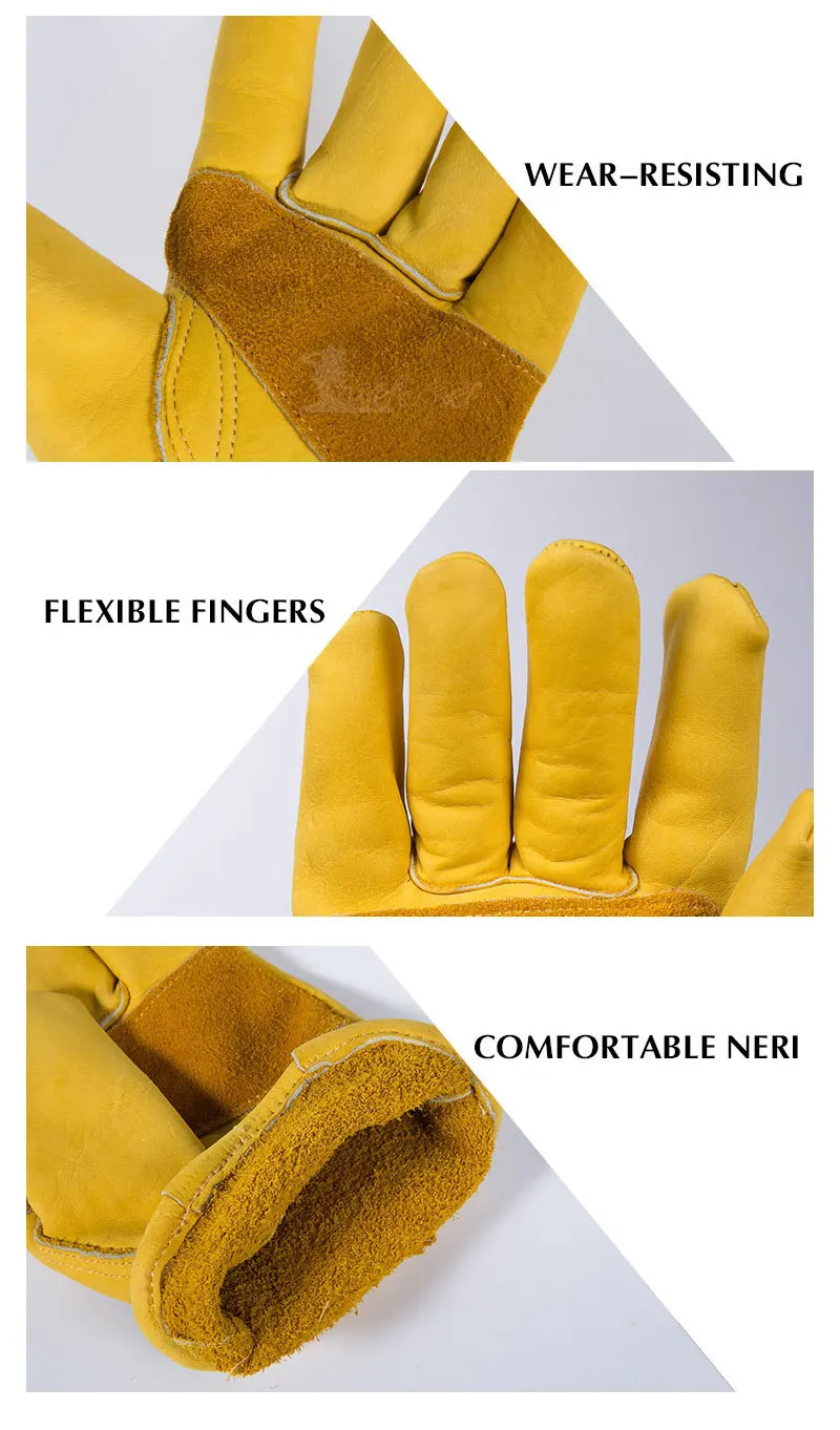 Kakaforsa моды натуральная желтый кожаный Для мужчин Зимние перчатки Спорт на открытом воздухе ветрозащитный теплые перчатки полный палец