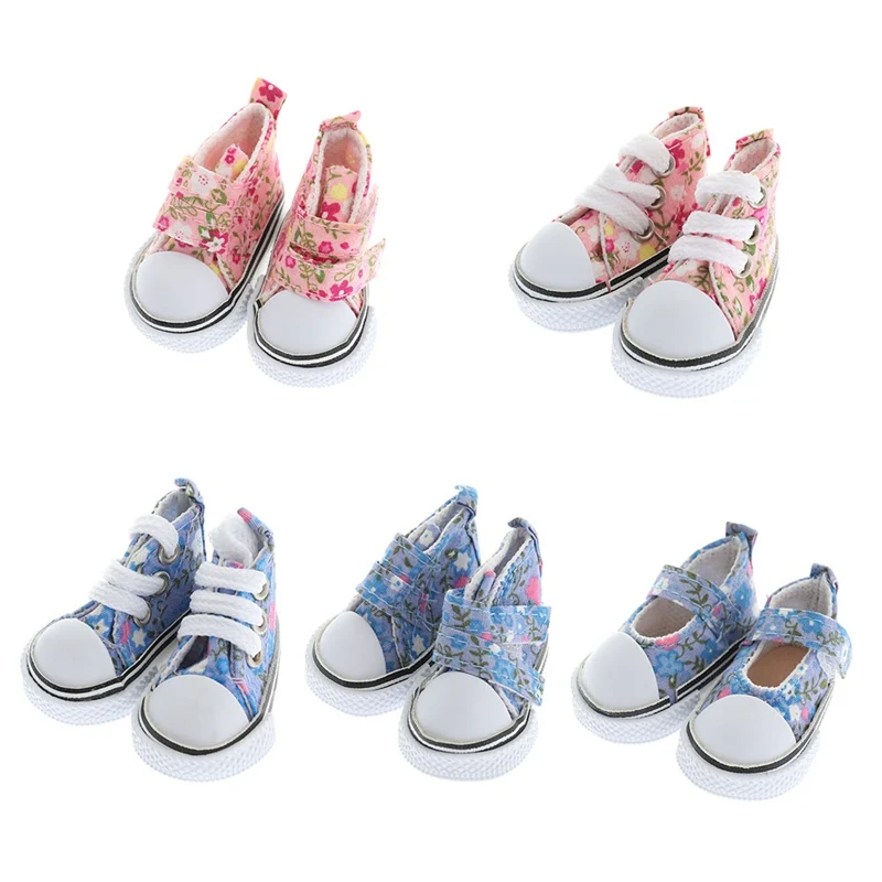 

5 Colors Printing Cowboy Blue Pink Mini Doll Shoes For 1/6 Doll Accessories