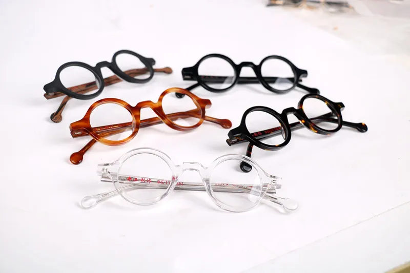 Small Vintage Round 37mm Hand Made Glasses Full Rim Eyeglass Frames Men Women Myopia Rx able