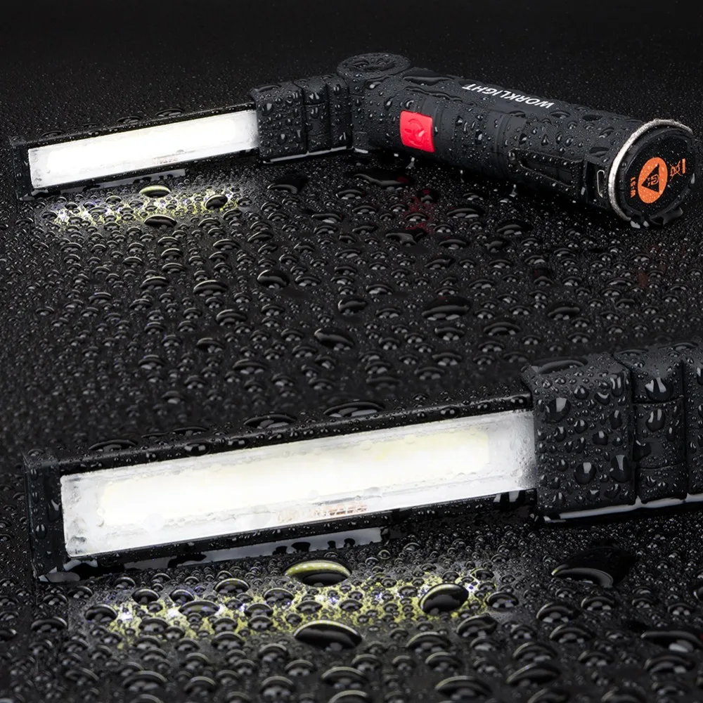 Складной вел РАБОТЫ ИНСПЕКЦИИ СВЕТ 5 режимов USB Перезаряжаемые фонарик Магнитный крючок Висячие факел лампы Встроенный Батарея