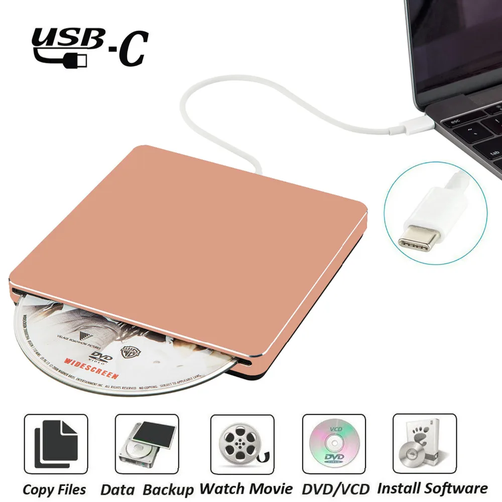 USB3.0 внешний DVD CD привод USB C Superdrive DVD/CD+/-RW Писатель горелки для MacBook Pro Air/ноутбук/Windows10(розовое золото