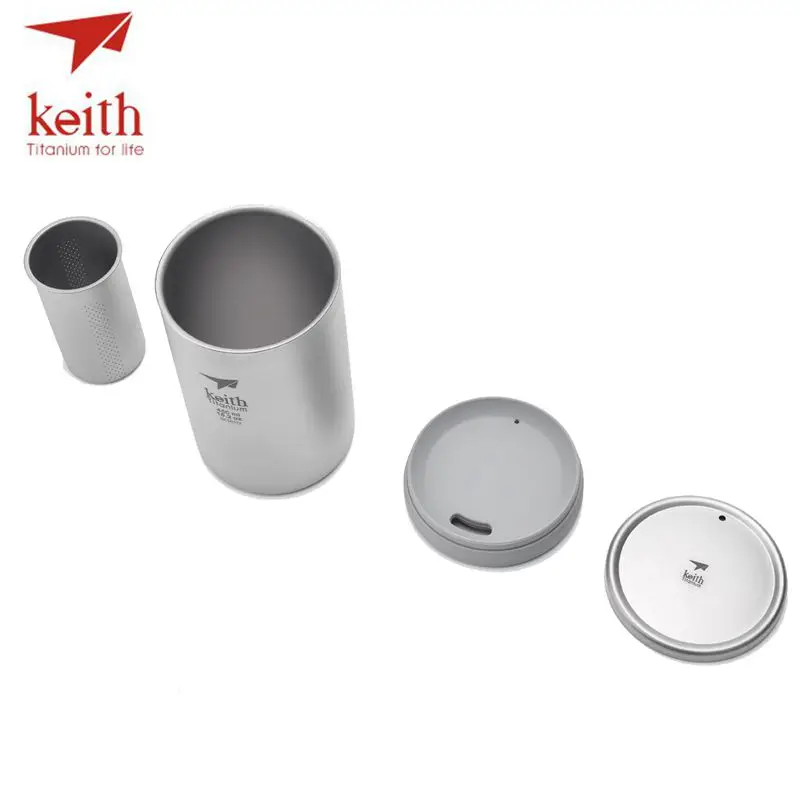 Keith 450 mL de doble pared de taza con té Infusor de té Camping cafetera de filtro para taza tetera Ti3521
