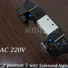 Válvula 4V320-08 Бутик Электромагнитный Клапан AC 220 В, 5 путь 2 позиция электромагнитный клапан для Газа
