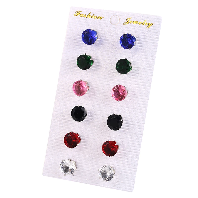 E0417 New Fashion Pink Crystal Earring Sets For Women Girl Mixed Color