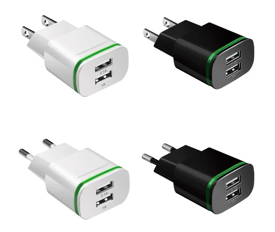 

For HUAWEI XIAOMI European and American Standard 5V 2A Dual USB Light Emitting Intelligent Charger