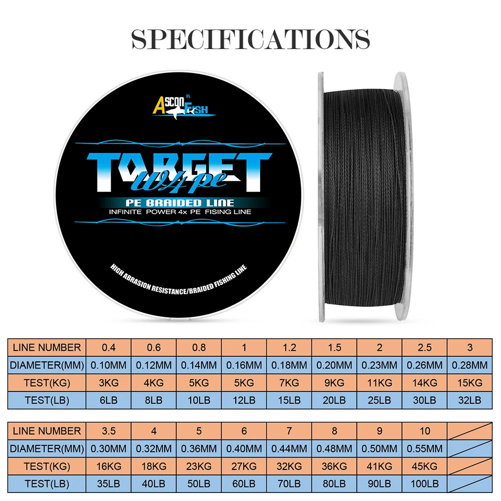 Super new product of never faded black 100M 300M pe braided fishing line 4 Strands fishing cord thread ice sea fishing 6-100LB