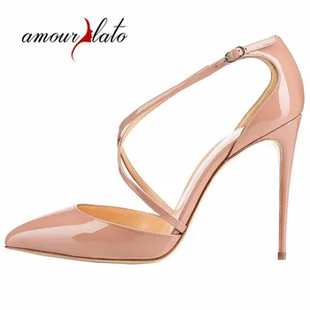 

Amourplato Women's Pointed Toe Cross Straps Pumps High Heel Crisscross Strap Party Wedding Dress Shoes
