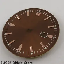 Высокое качество 34,8 мм коричневый стерильный циферблат розовые золотые отметки Дата Окно циферблат подходит для MIYOTA 8215 8205 автоматическое движение D65