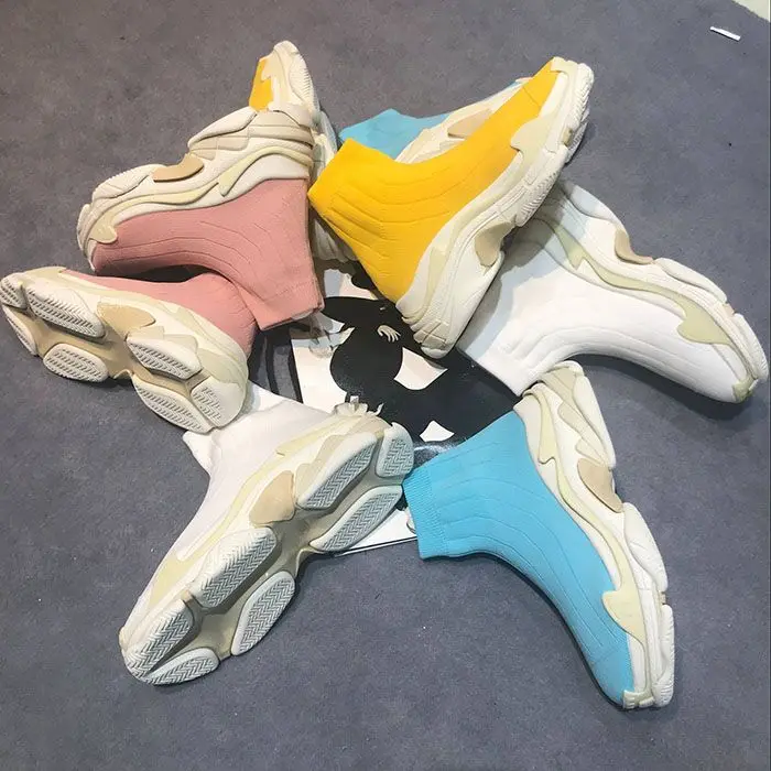 

Hot Brand Women Boots Slip On Women Shoes Round Toe Chic Shoes Women Sock Boots Short Booties Color Choose Hommes Chaussures