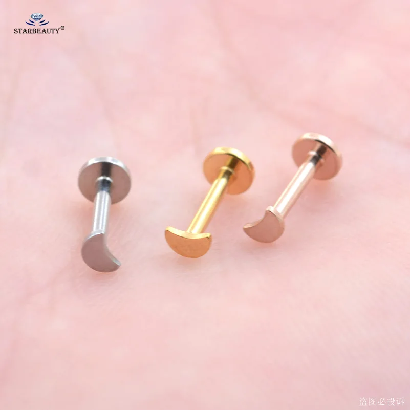 Starbeauty 2 шт Мини лунообразный нос пирсинг Спираль пирсинг Ноздря Tragus Labret пирсинг для губ, носа кольцо из розового золота серьги пирсинг ювелирные изделия