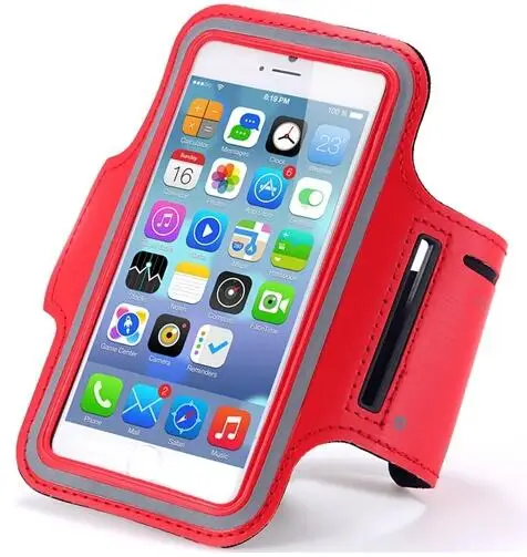 5,5 ''Универсальный мобильный телефон для iphone 6 7 Plus 8 Plus для iphone X спортивный ремень на руку чехол для iphone 6 держатель для телефона - Цвет: Красный