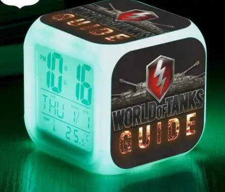 7 цветов флэш цифровые часы World of Tanks светодиодный Будильник игрового персонажа
