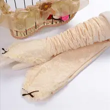 Женское платье, для весны и лета с длинным солнцезащитные перчатки; летние женские босоножки с длинными вождения Перчатки кружевные перчатки без пальцев 60 см R028