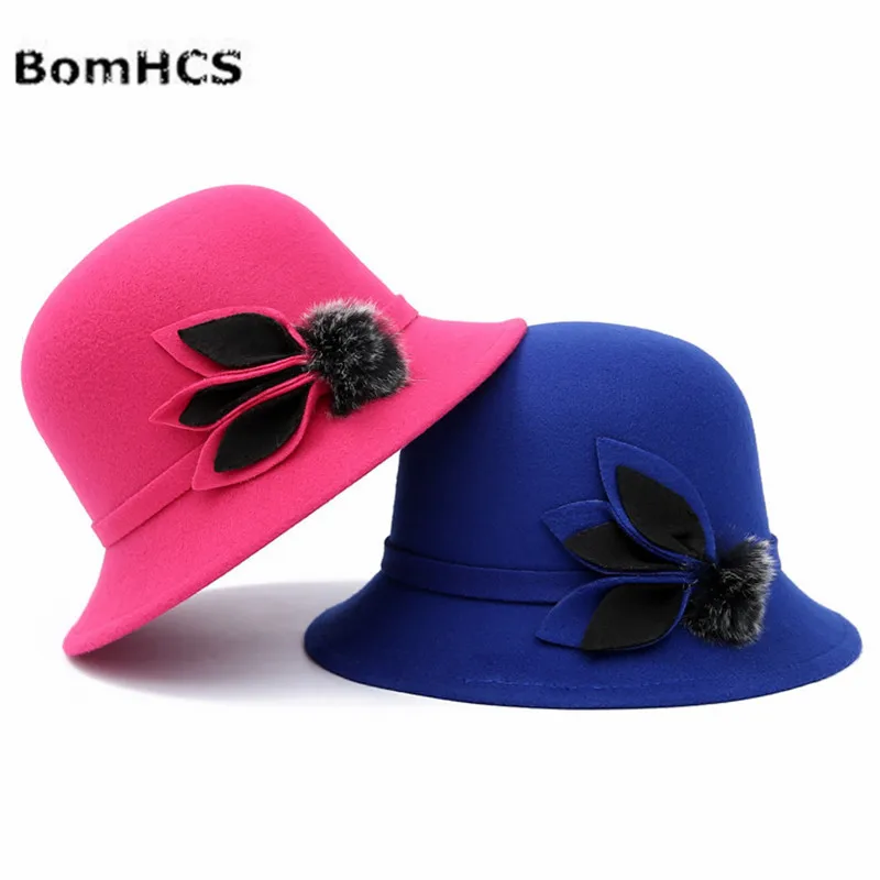 BomHCS женская зимняя модная шерстяная шапка Fedoras 169214