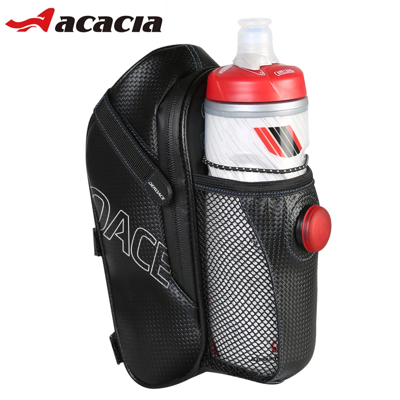 

2L Capacity Bicycle Bag with Taillight Waterproof Storage Bike Saddle Bag Seat with Water Bottle Pocket Cycling Tail Rear Pouch
