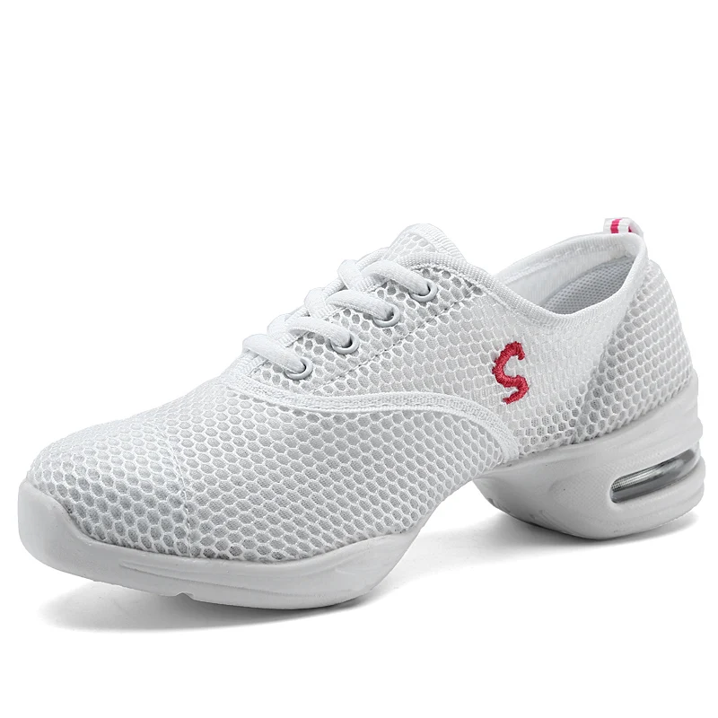 

Hip Hop Shoes Woman Dancing Shoe jazz Practice Cushioning Ladies Sport Shoes Breath Fitness ayakkabi White Women Sneakers 7.5