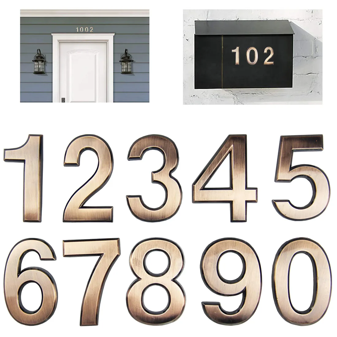 

Self- Adhesive 0-9 Door Numbers Customized House Address Sign Plastic Bronze