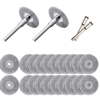 

20 Pieces 22 Mm Diamond Cutting Wheel Cut Off Discs Coated Rotary Tools With 4 Pack Mandrel Rotary Tool For Drill Dremel