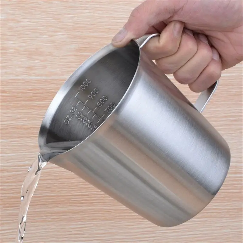 

Thicker 1000ml Measuring Cup Graduated/Baking/Liquid/Milk Coffee Stainless Steel Cup Pitcher Measure for Cooking Tool