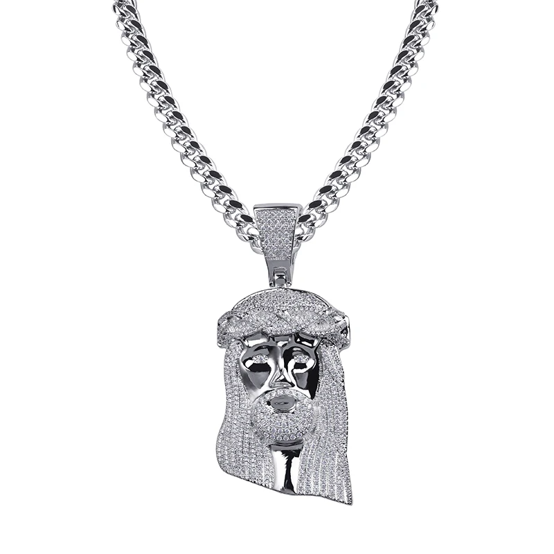 TOPGRILLZ лед из Иисуса Corolla кулон хип хоп ювелирные изделия мода CZ камень ожерелье кубический циркон звено для мужчин и женщин подарок - Окраска металла: Silver