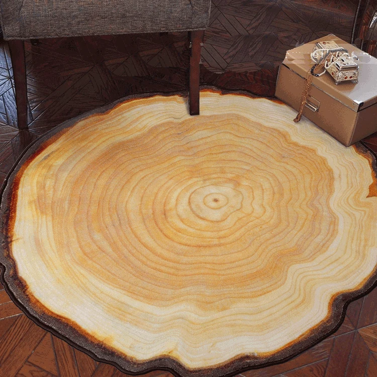 New Antique Wood Tree Annual Ring Round Carpet For Living Room 80 100 120 160cm Antique Wood Tree Annual Ring Round Carpet For Living