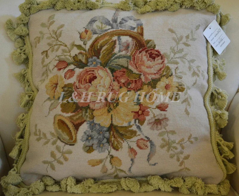 15 K 1" X 16" игольная Подушка, ручной работы шерстяная подушка с цветочным дизайном без вставок