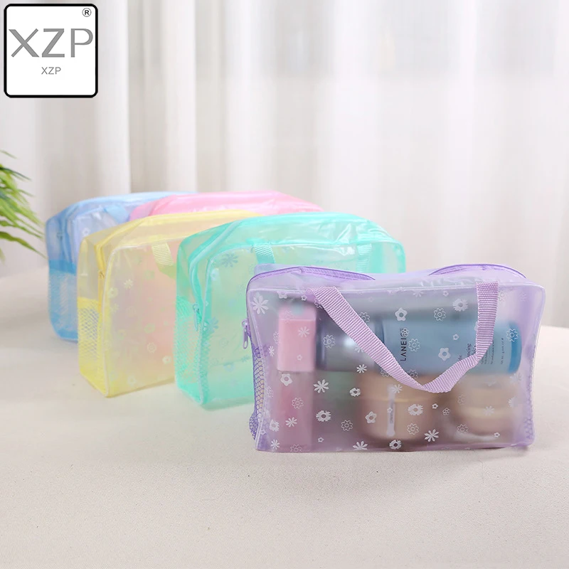 XZP 5 Colors Make Up Organizer Bag Toiletry Bathing Storage Bag women waterproof Transparent Floral PVC Travel cosmetic bag