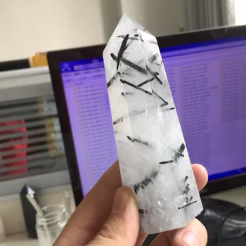 

2019 Hot Sale 217g Natutal Tourmaline Quartz Crystal Black Hair Healing Single Point Wand China Supplier