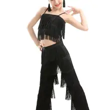 Одежда для латинских танцев с кисточками для самбы; костюмы для девочек; одежда для сальсы; бальных танцев с бахромой; топы и брюки; костюм для взрослых; бальное платье для танцев