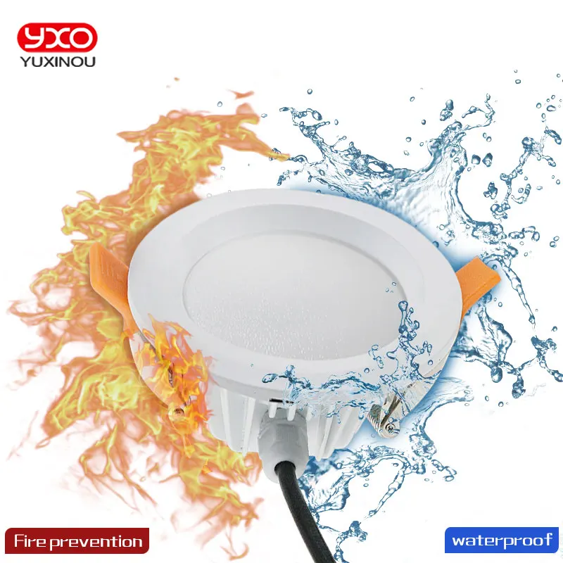 Beste Waterdicht brandpreventie LED Downlight IP65 LED Downlight Spot Light 12 w 9 w 7 w 5 w Super Heldere AC220V Verzonken Plafond Lamp